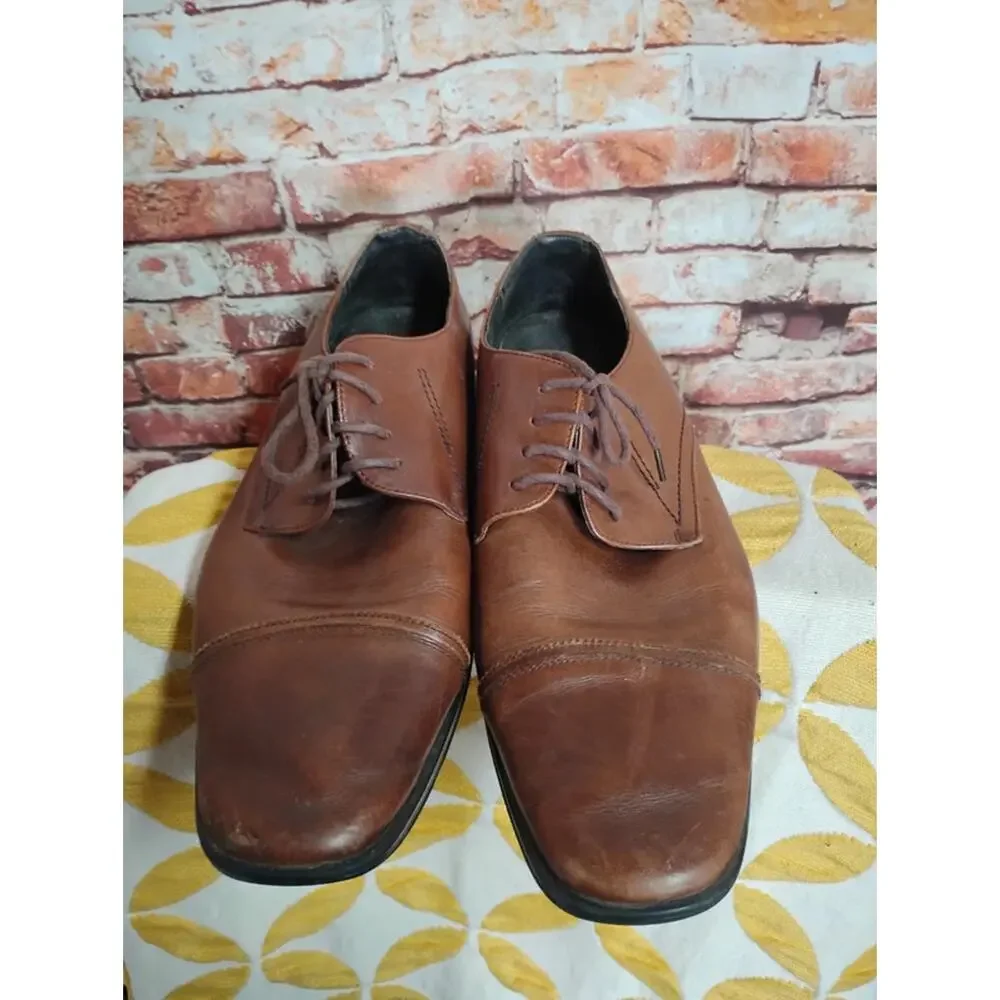 Stacy Adams Men's Leather Lace Up Dress Shoes Size 11 Brown